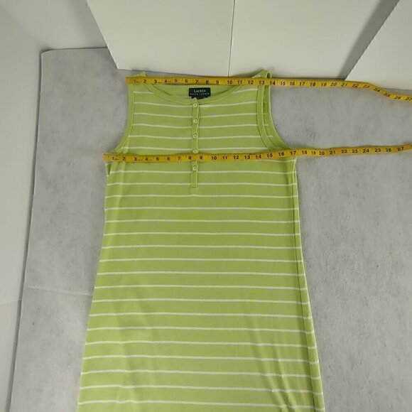 Lauren Ralph Lauren Womens 100% Cotton Green White Striped Midi Dress Size M - Picture 7 of 10